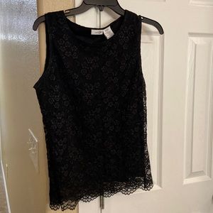 Women's Black lace overlay Tank Top